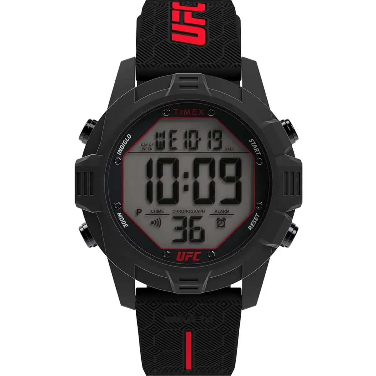Timex Men`s Watch Ufc Brawler Grey Digital Dial Black Silicone Strap TW2V98000VQ