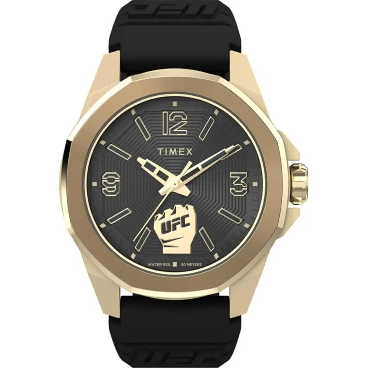 Timex Men`s Watch Ufc Quartz Textured Black Silicone Rubber Strap TW2W73600VQ