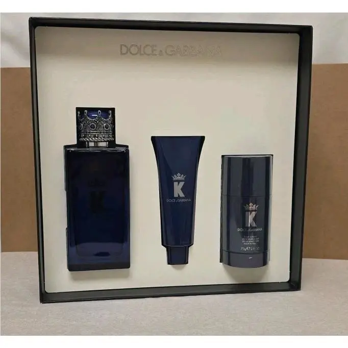 Dolce Gabbana K Pour Homme 3 Pc Gift Set: 100ml 3.3 Oz EDP+75g Deo+1.6 S.gel