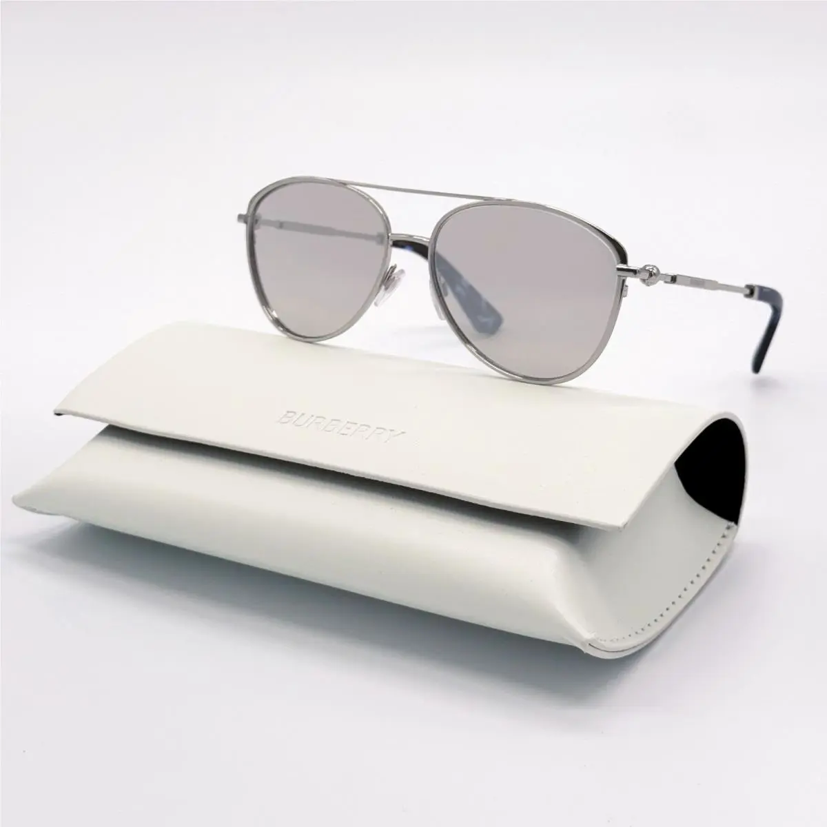 Burberry Sunglasses BE3157 10058V Unisex Silver BE3157 1005/8V