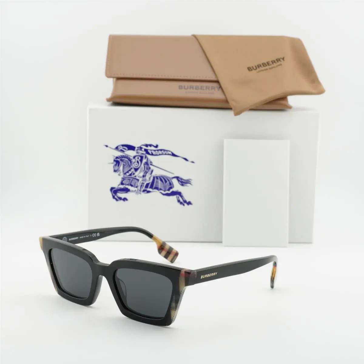 Burberry BE4392U 405587 Black/vintage Check/dark Grey 52-19-140 Sunglasses