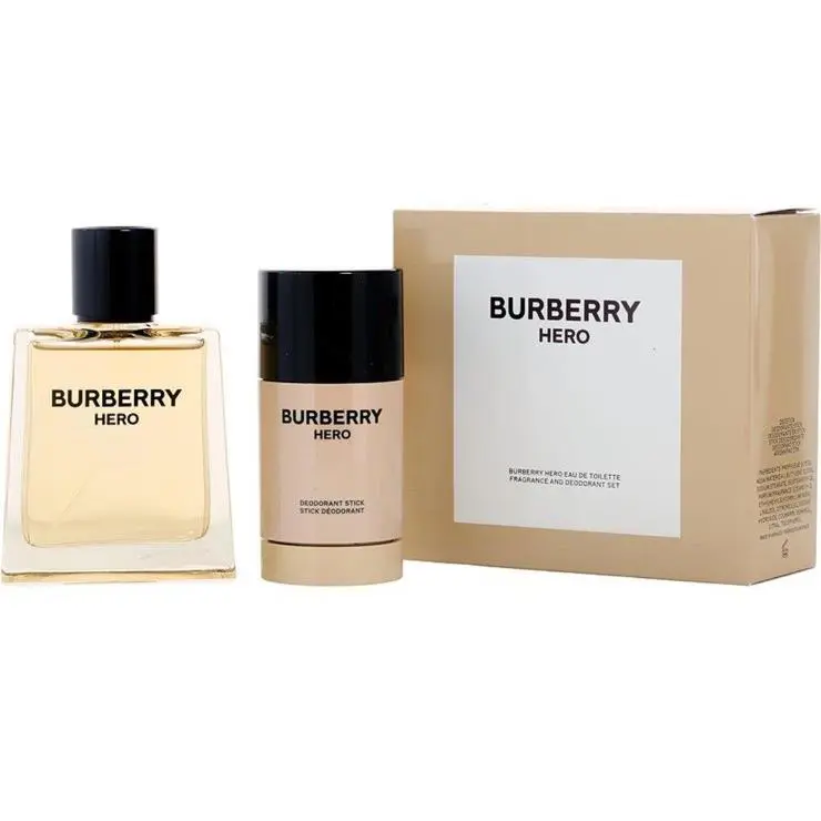 Burberry Hero 2pc Gift Set For Men with 3.3oz Edt+2.4oz Deodorant Stick
