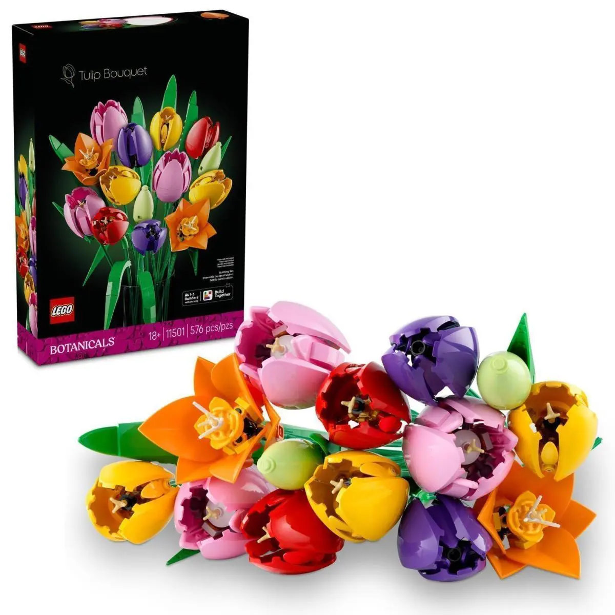 Lego Botanicals Tulip Bouquet Building Set For Adults - Diy Bedroom