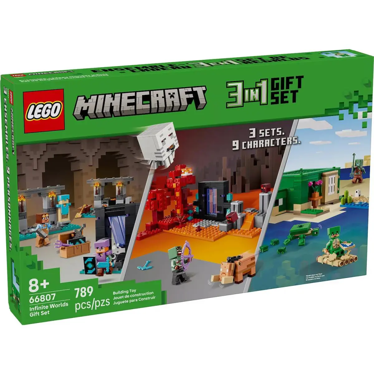 Lego Minecraft 66807 789pc 9 Character 3in1 Infinite Worlds Gift Set In Hand