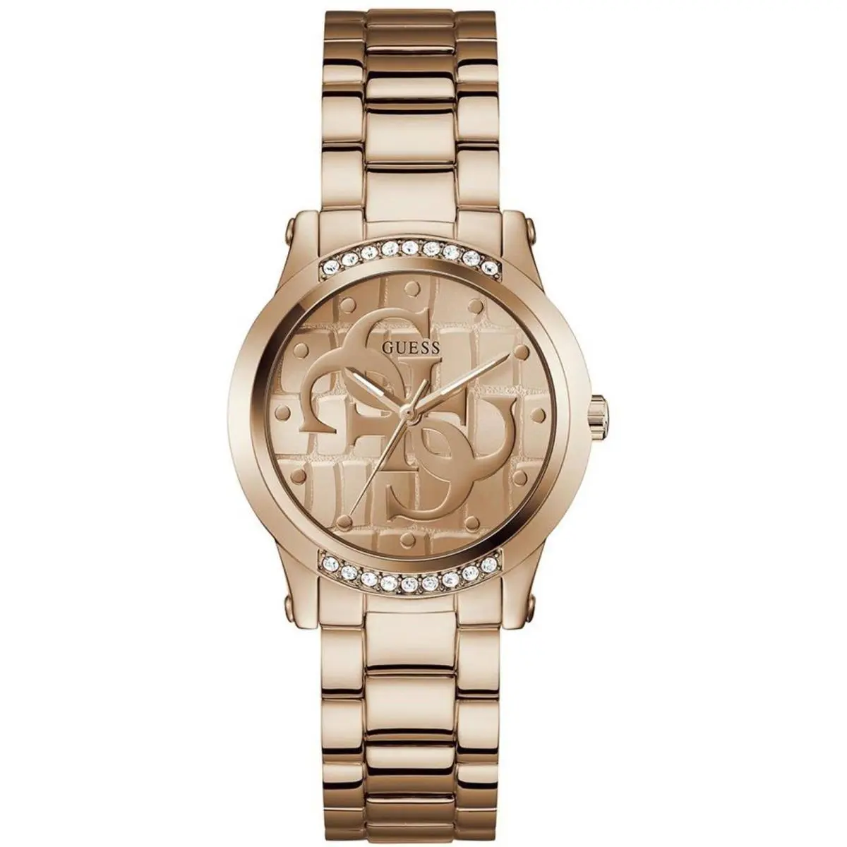 Guess Women`s Watch Annette Crystal Bezel Rose Gold Dial Bracelet GW0861L3