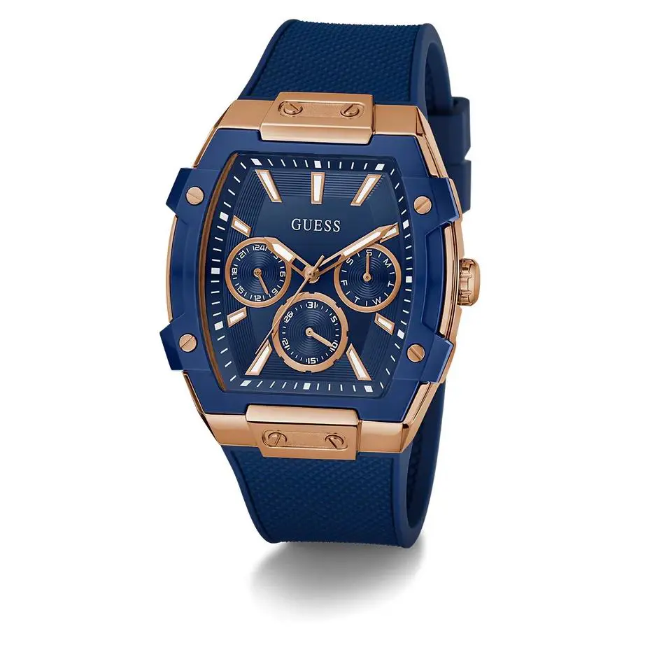 Guess GW0956G4 Mens Blue Rose Gold Tone Multi-function Watch