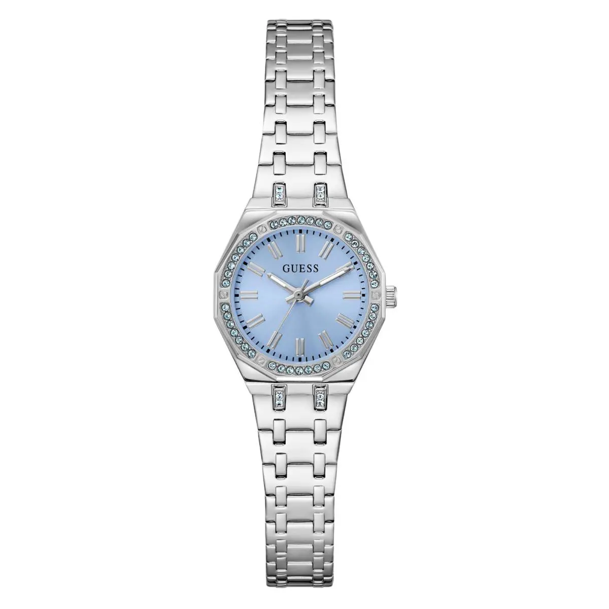 Guess Women`s Watch Quartz Ice Blue Dial Silver Tone Steel Bracelet GW1010L1 - Dial: Ice Blue, Band: Silver