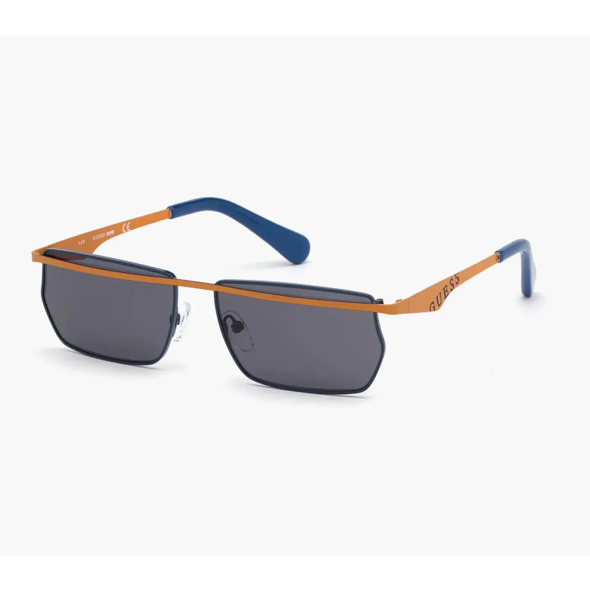 Guess R2167 57mm Geometric Sunglasses in Shiny Orange /smoke 57 mm