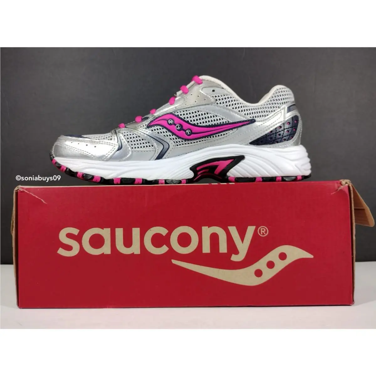 Saucony shoes - Silver/Navy/Pink 2