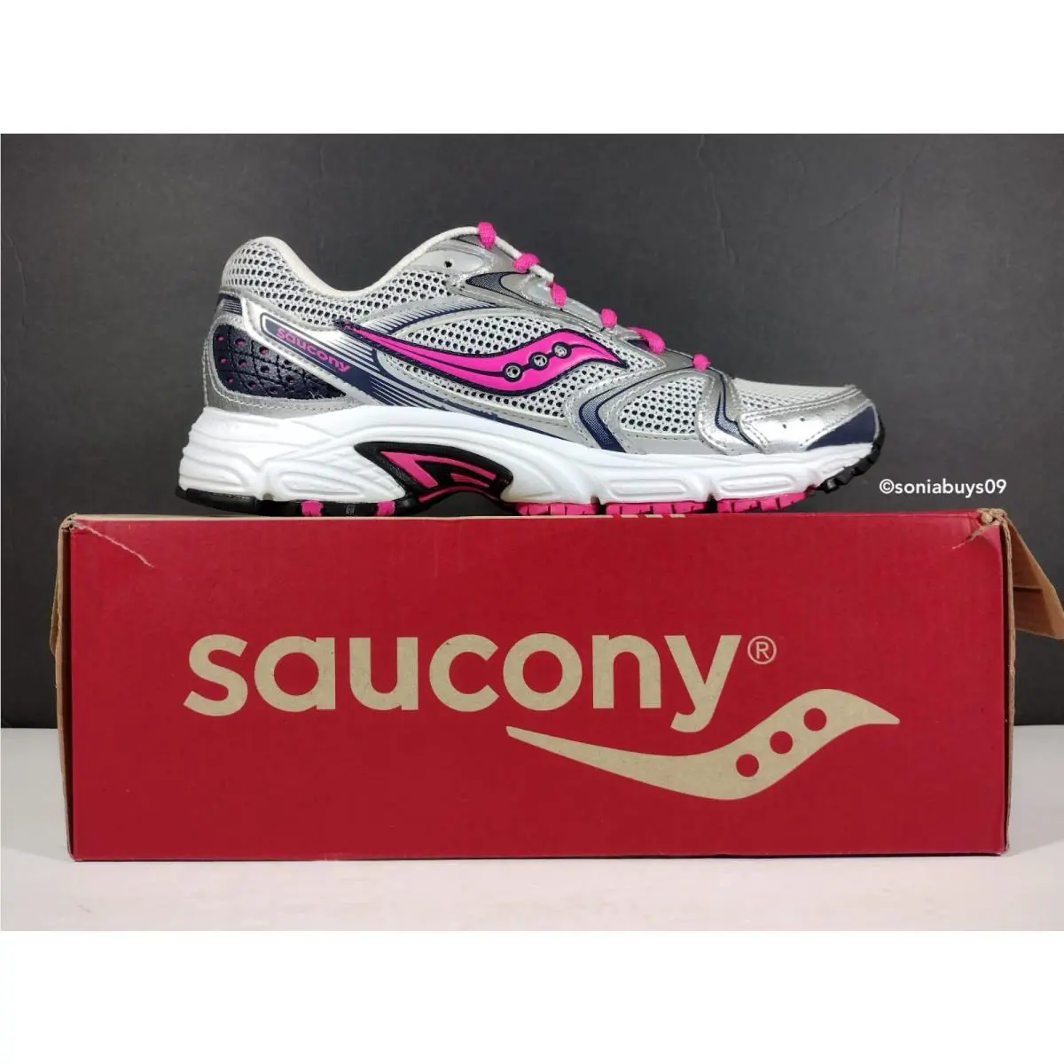 Saucony shoes - Silver/Navy/Pink 3
