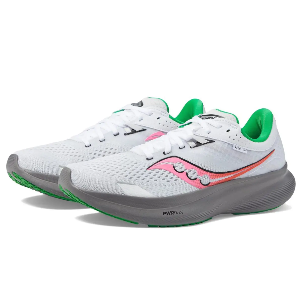 Saucony Women`s Ride 16 Sneaker White/gravel White Sneakers All Sizes - Multicolor