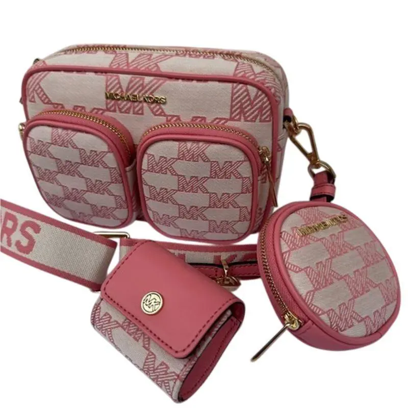 Michael Kors Jet Set Medium Crossbody Bag Tech Accessories Attached Tea Rose