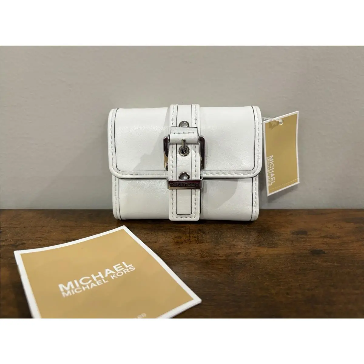 Michael Kors MK Colby Small Trifold Wallet Leather In White