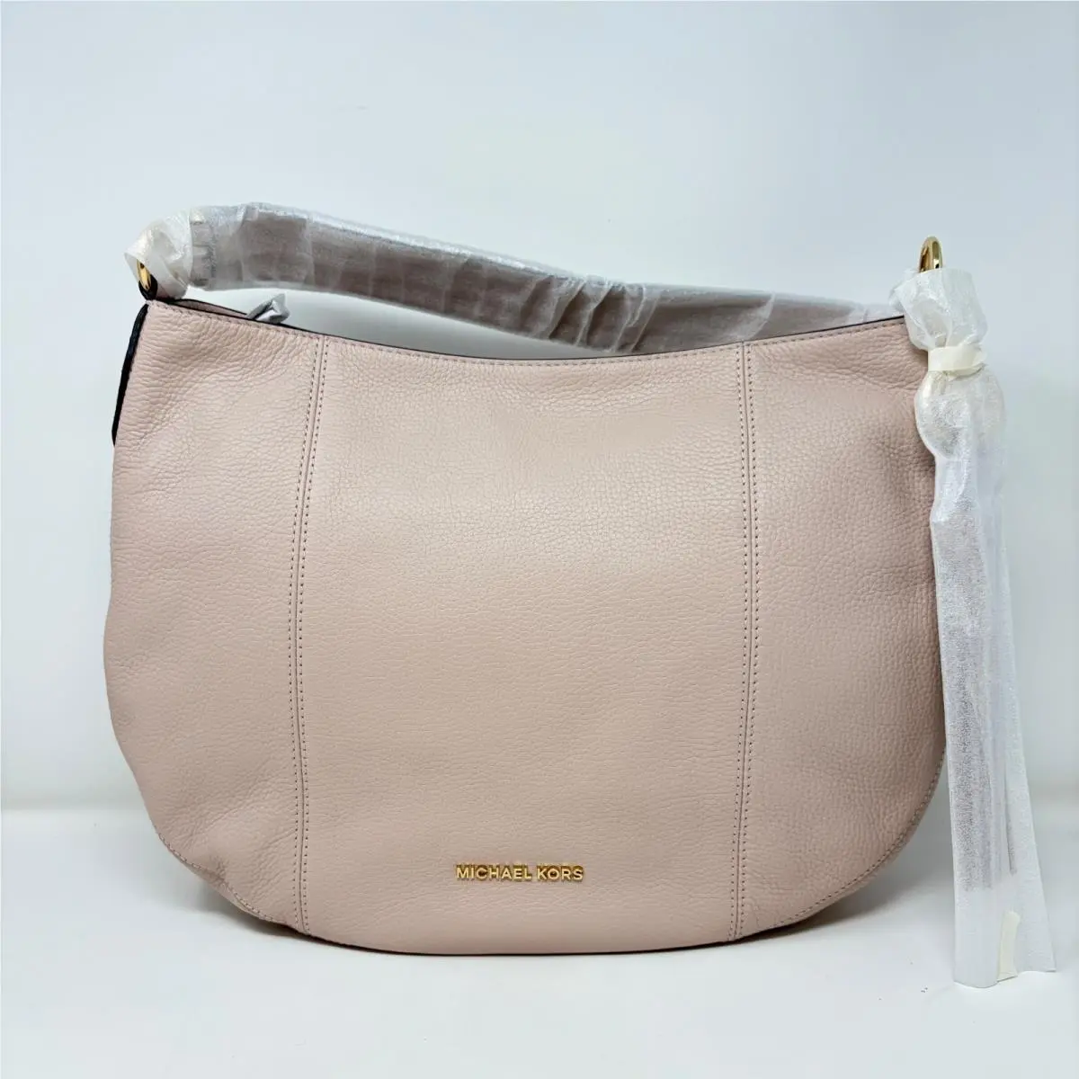 Brooke Large Pebbled Leather Shoulder Bag Soft Pink by Michael Kors