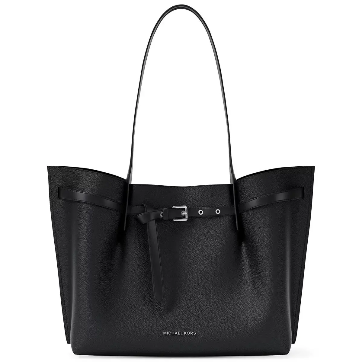 Michael Kors Emilia Black Leather Large Center Zip Pocket Tote Bag Wallet