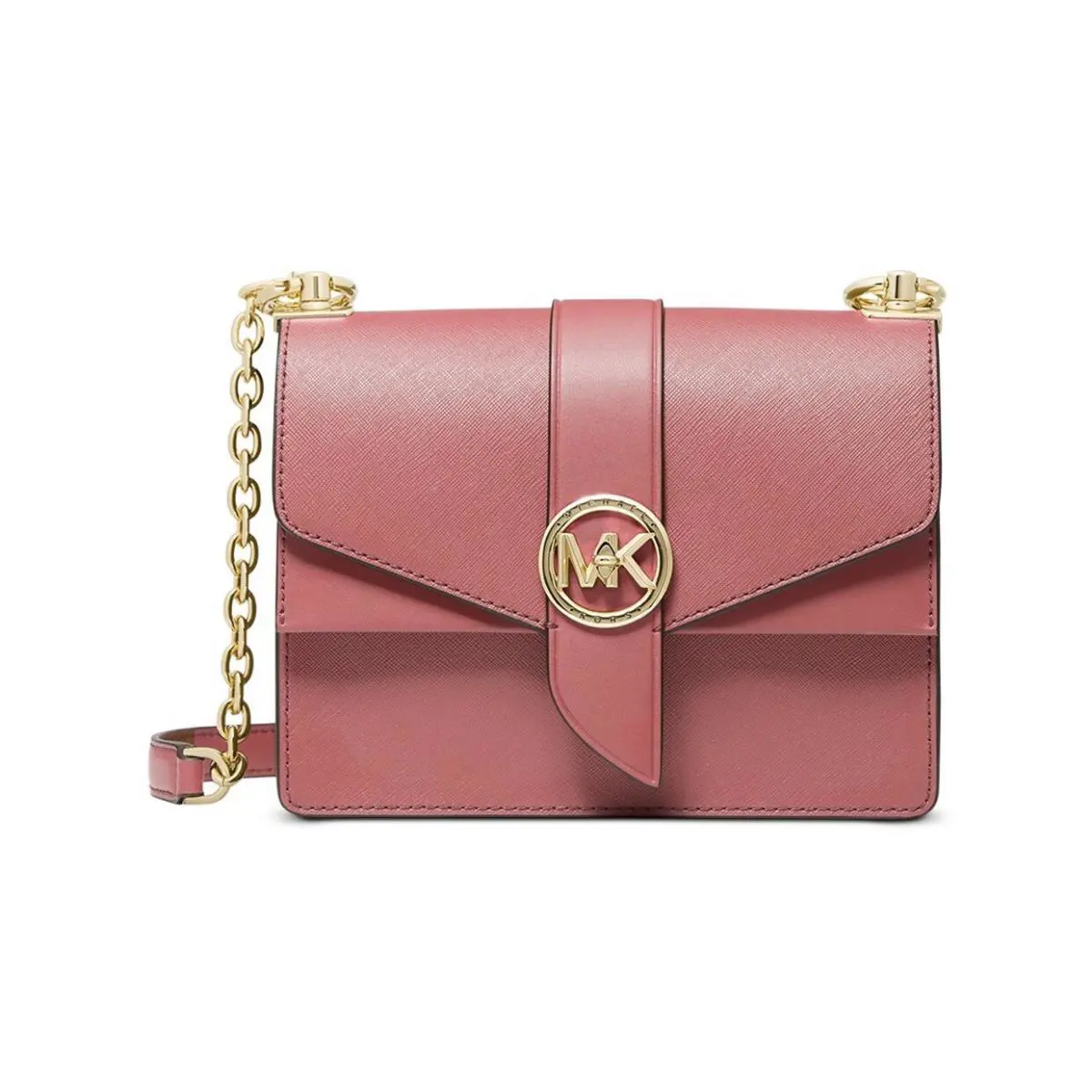 Michael Kors Greenwich Small Leather Convertible Crossbody Tea Rose Gold
