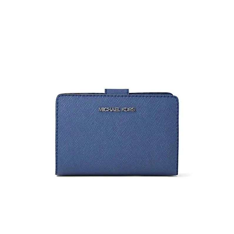 Michael Kors Medium Saffiano Leather Wallet with ID Card Galaxy Blue