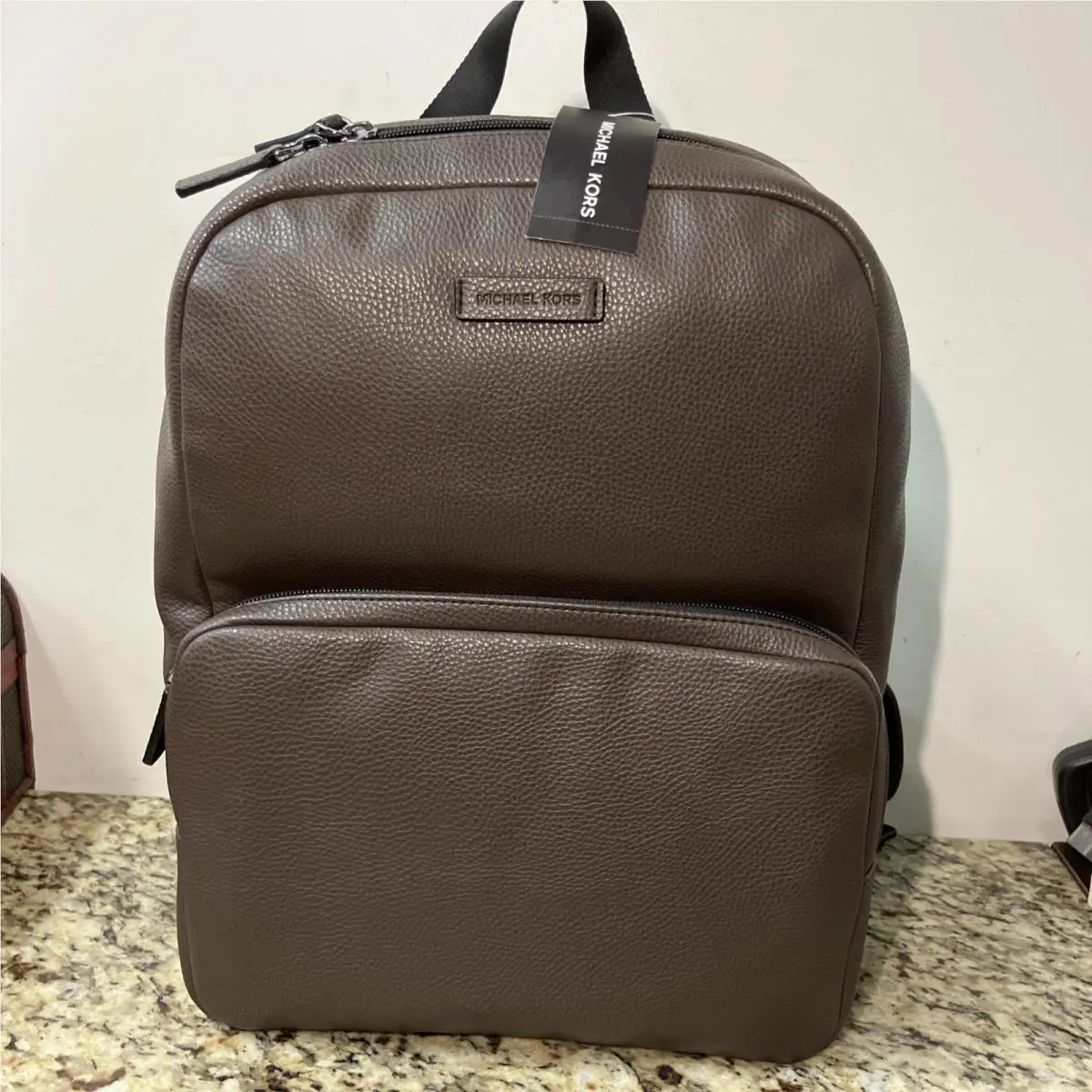 Michael Kors Everett Front Pocket Black Leather Backpack