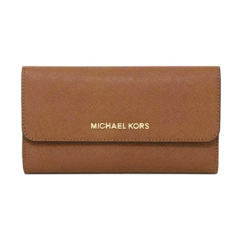 Michael Kors Jet Set Travel Large Trifold Leather Wallet Brown
