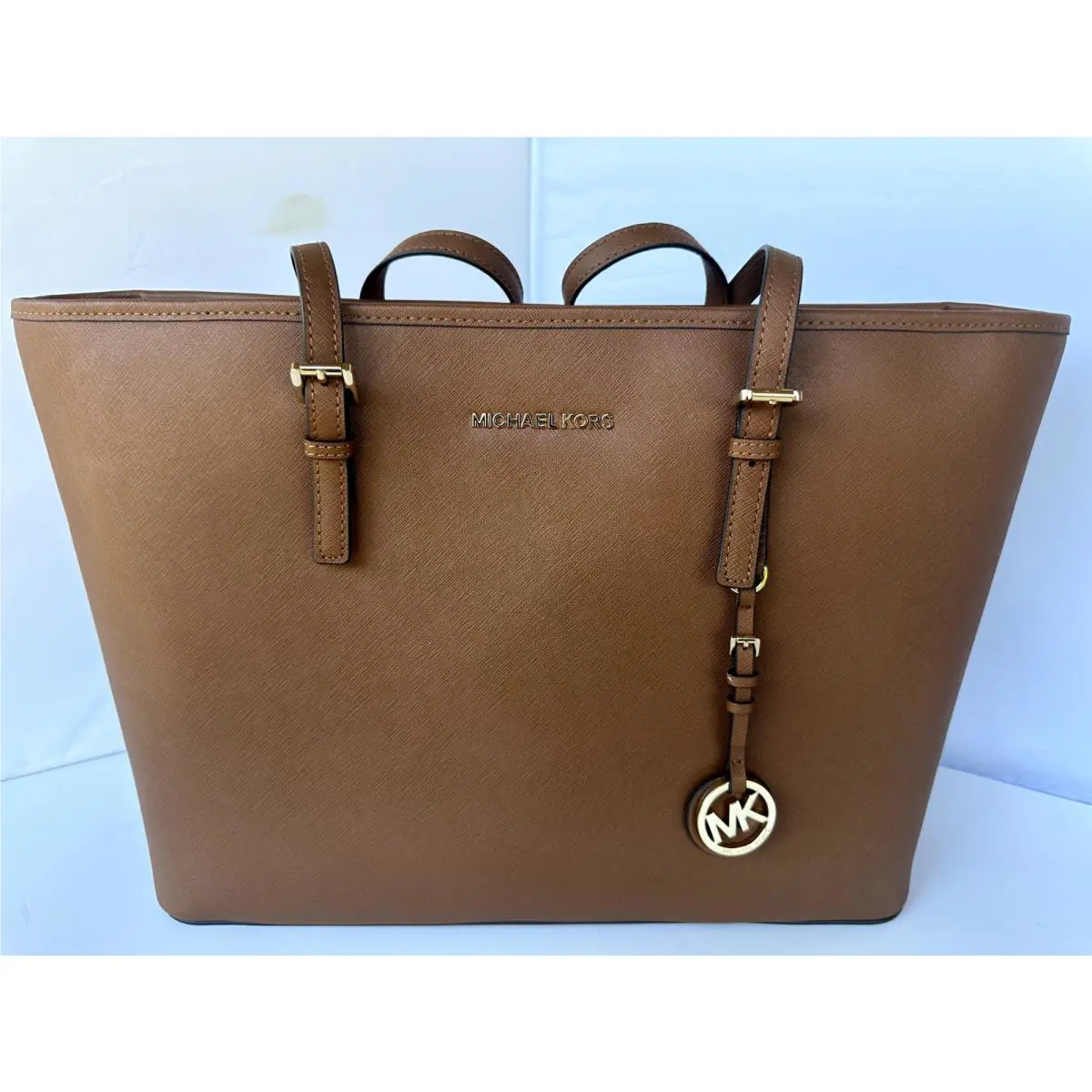 Michael Kors Women`s Jet Set Travel Tote Brown Shoulder Handbag Leather