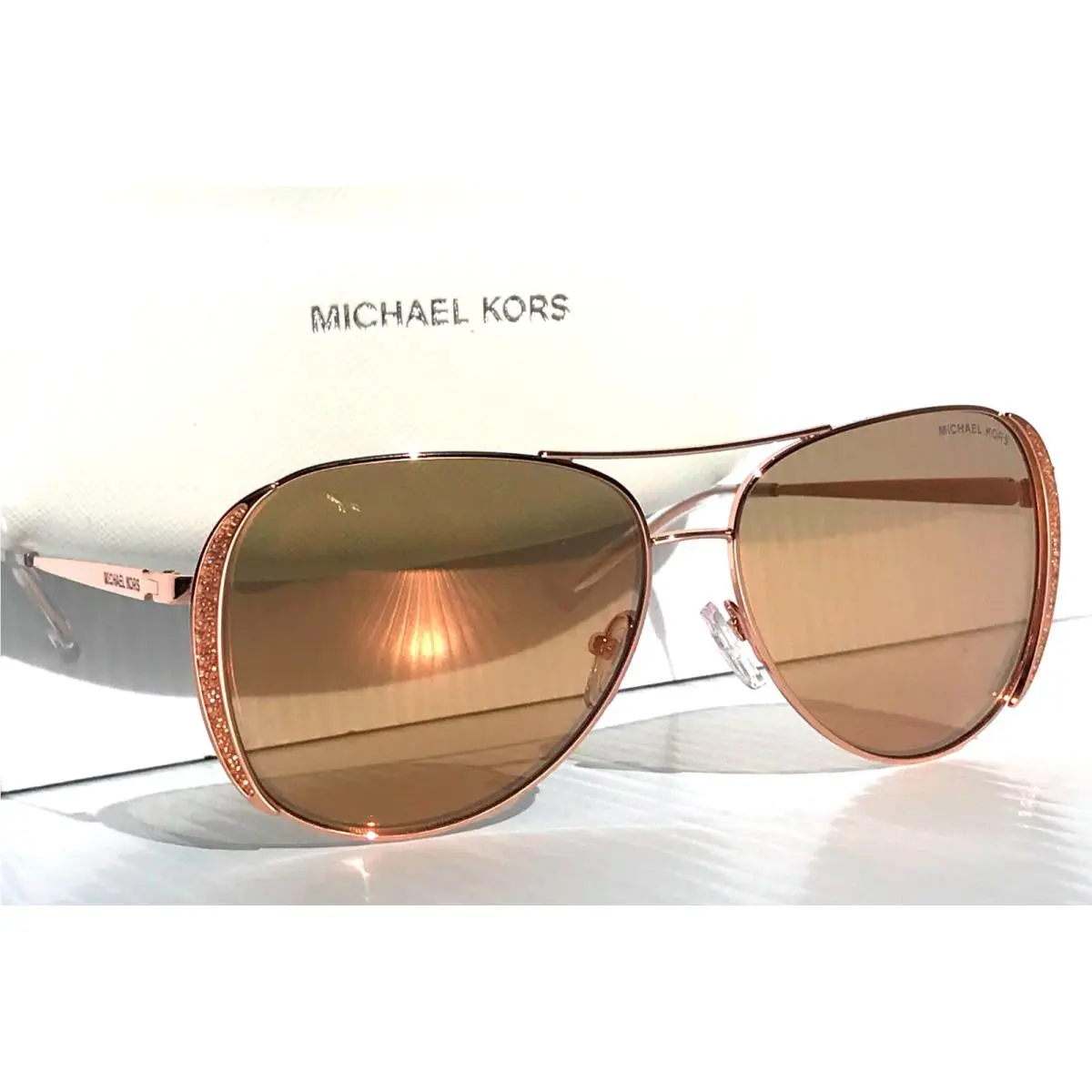 Chelsea Glam Rose Gold Frame Rose Gold Women`s Sunglass MK1082 by Michael Kors