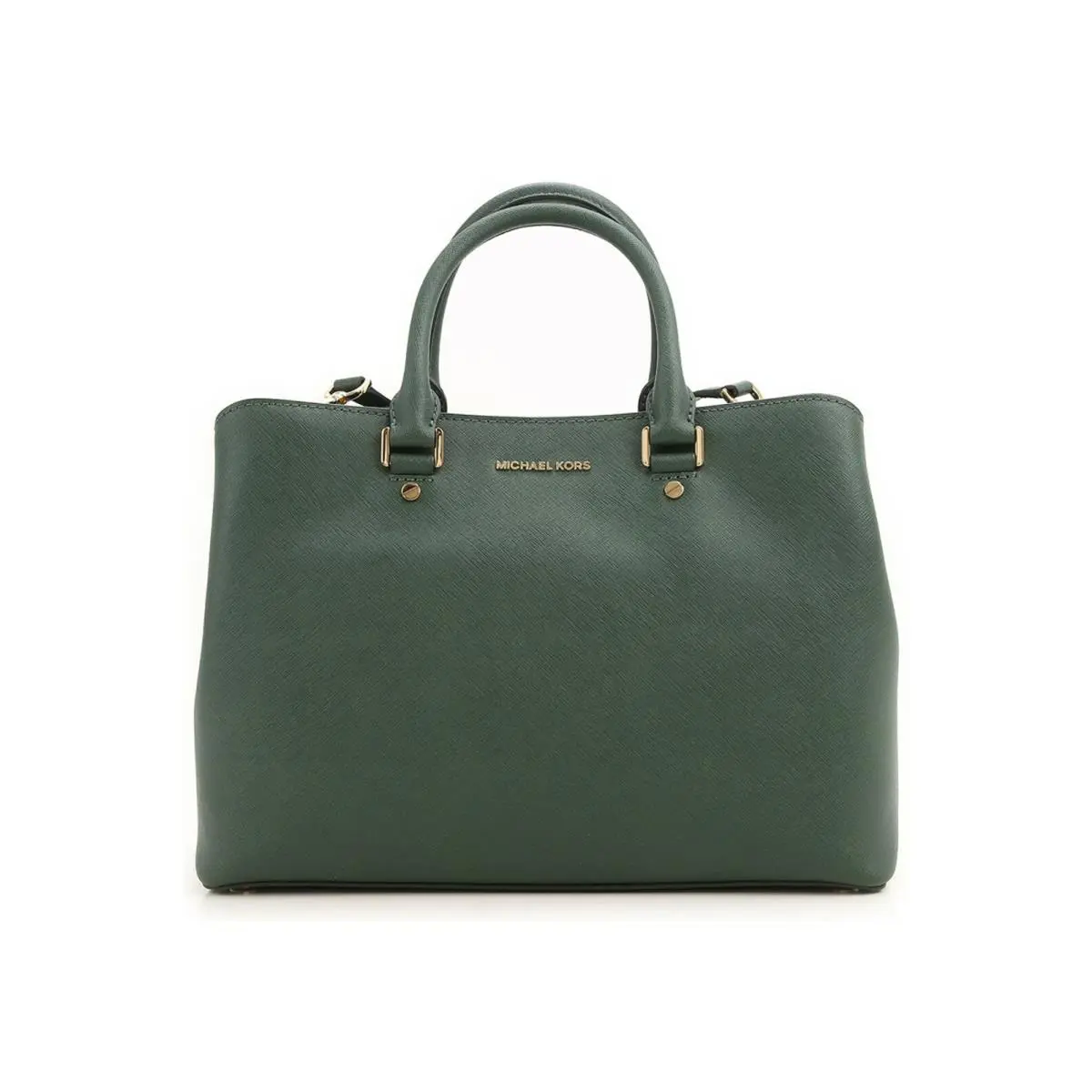 Michael Kors Savannah Saffiano Leather Satchel LG Green Moss Handbag 30S6GS7S3L - Exterior: Green