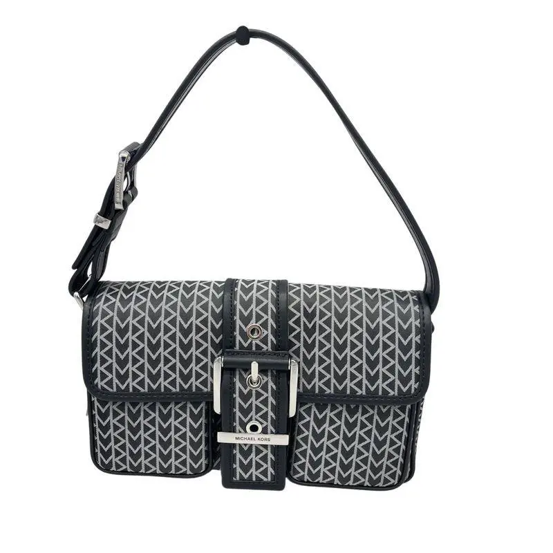 Michael Kors Womens Colby Small Shoulder Bag Logo Jacquard Black