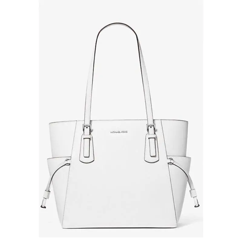Michael Kors Voyager Large Saffiano Leather Tote Bag Optic White 35S5SV6T7L