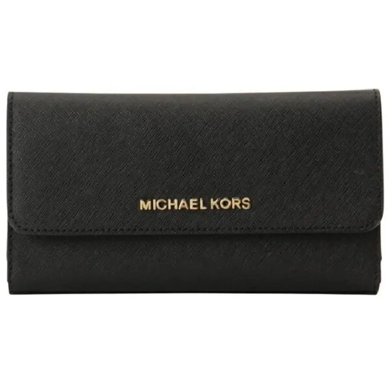 Michael Kors Jet Set Travel Large Trifold Wallet Black