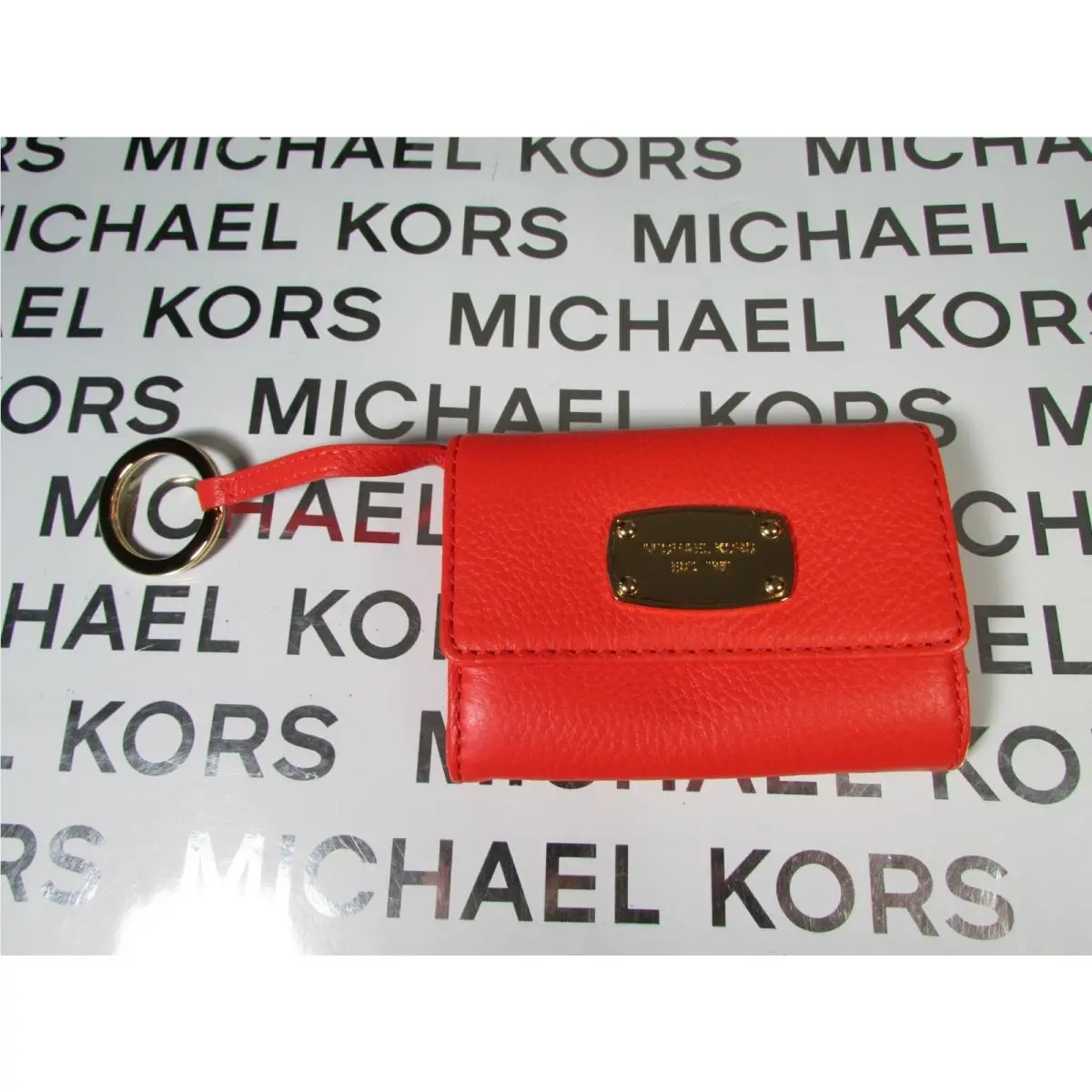 Michal Kors Leather Jet Set Item Flap Key Ring Coin Purse Mandar