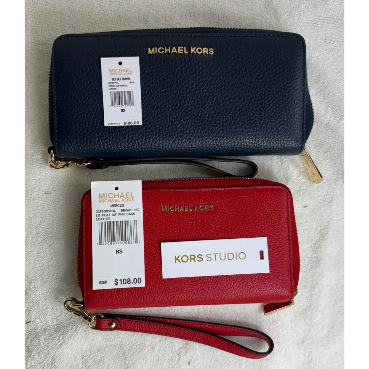 Michael Kors Wallets Jet Set Large Travel Continental Navy Wallet Red Phn Case