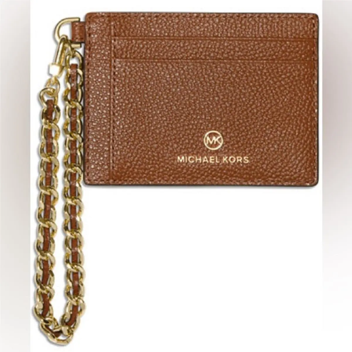 Michael Kors Brown Leather Jet Set Small ID Chain Card Holder