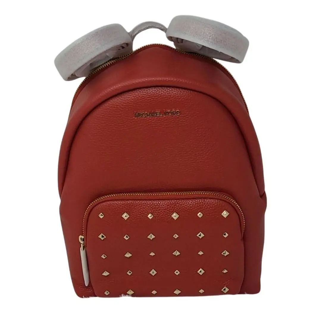 Michael Kors Erin Medium Studded Pebbled Leather Backpack Flame