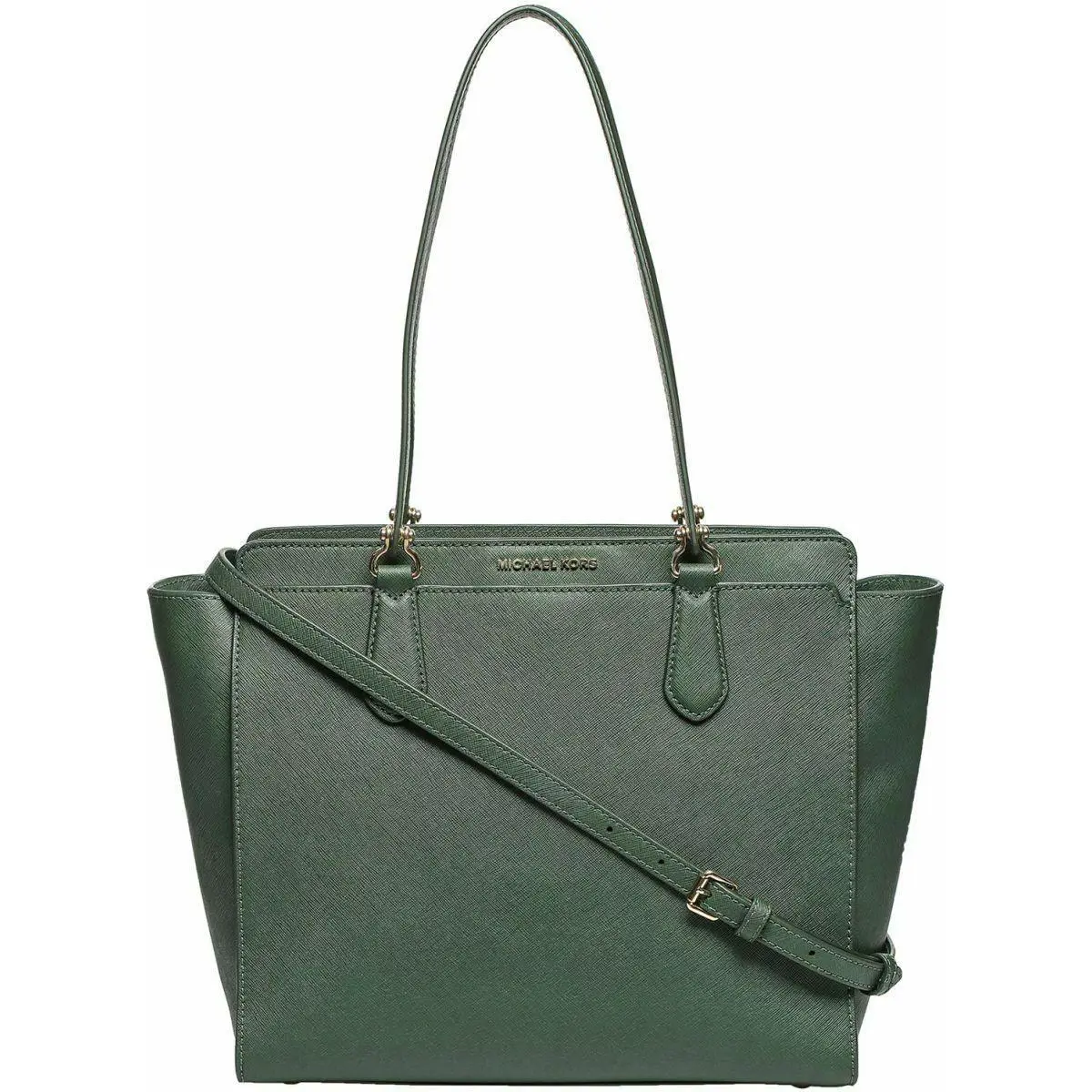 Michael Kors Dee Dee Saffiano Leather Tote Green Moss Handbag 30F6GTWT3L - Exterior: Green