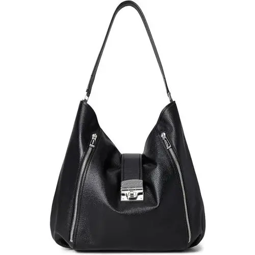 Michael Kors Women`s Addie Leather Large Hobo Tote Shoulder Bag Black