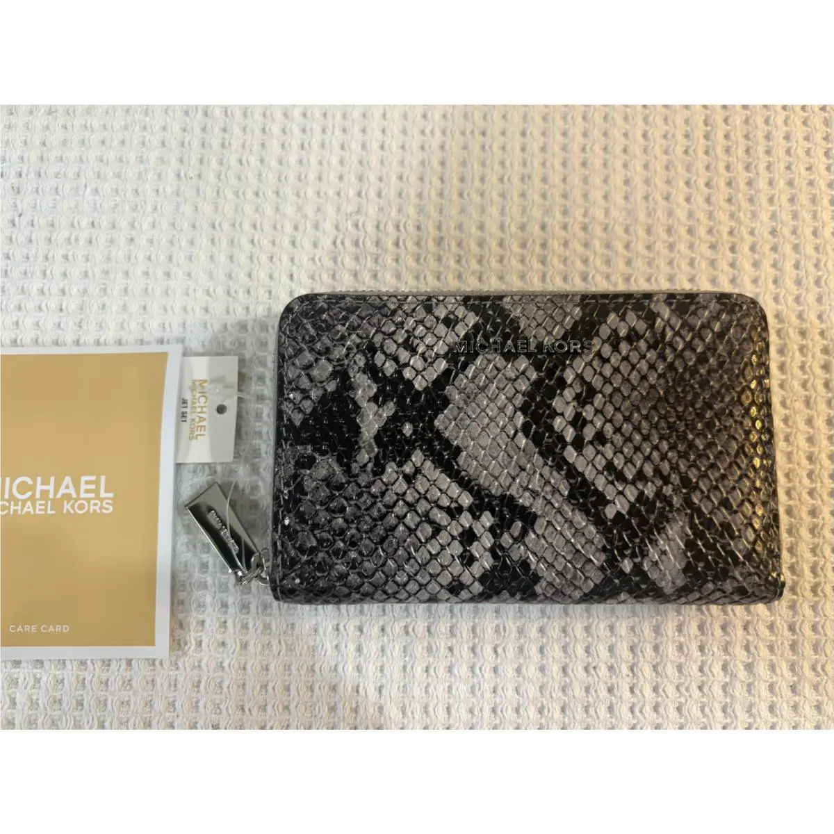 Michael Kors Jet Set Zip Around Card Case Wallet In Quarry Grey