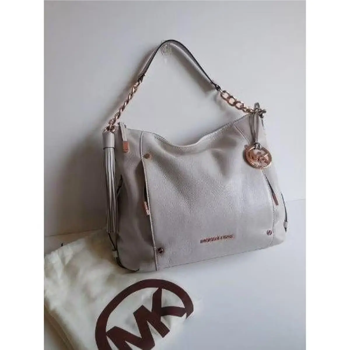 Devon Large Shoulder Tote Leather Handbag Vanilla Gold Bag Purse NW by Michael Kors