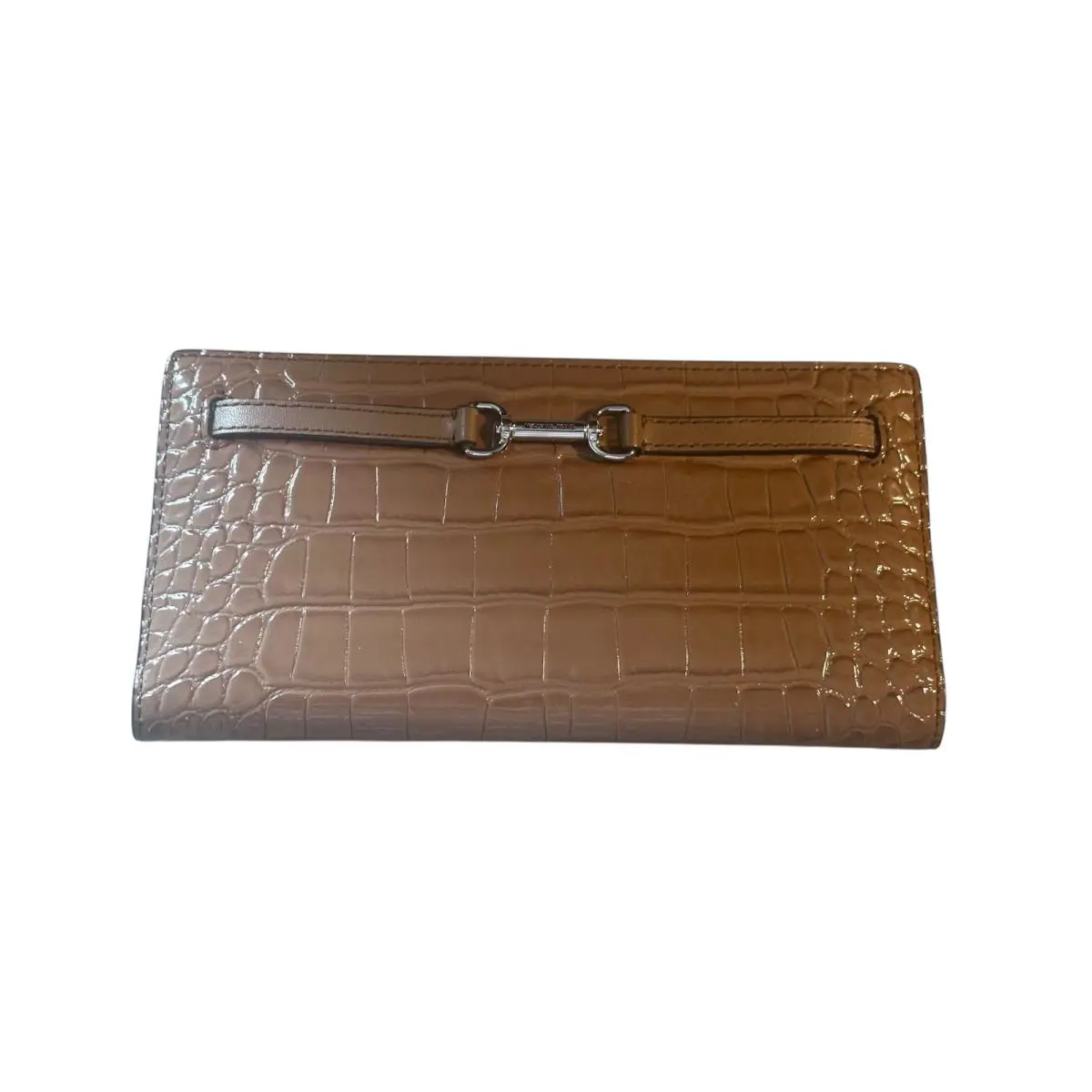 Michael Kors Carson Large Snapped Embossed Wallet Driftwood Brown- 12 Card Slots