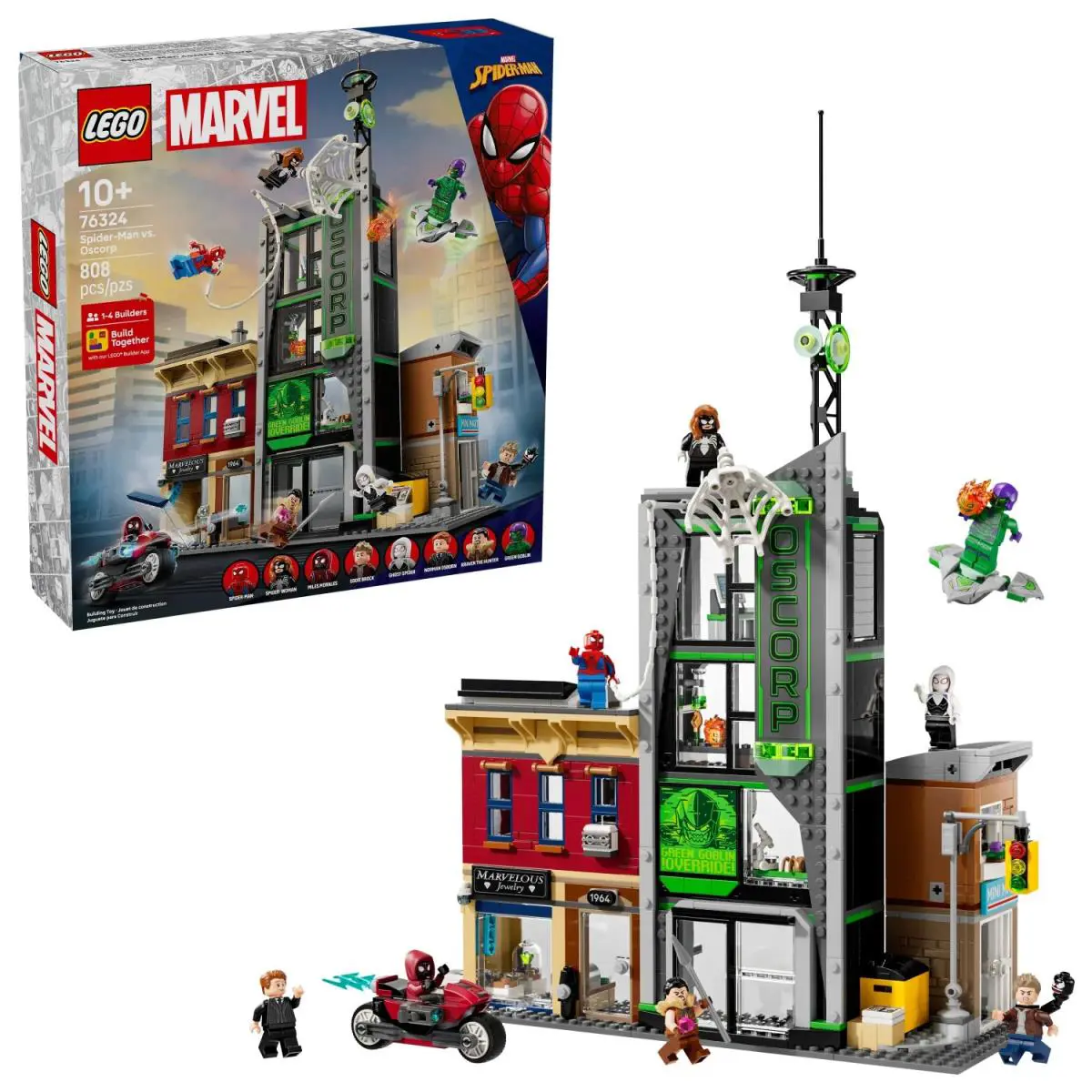Lego Marvel Spider-man Vs. Oscorp Building Toy - Pretend Play Set W/8 Toy