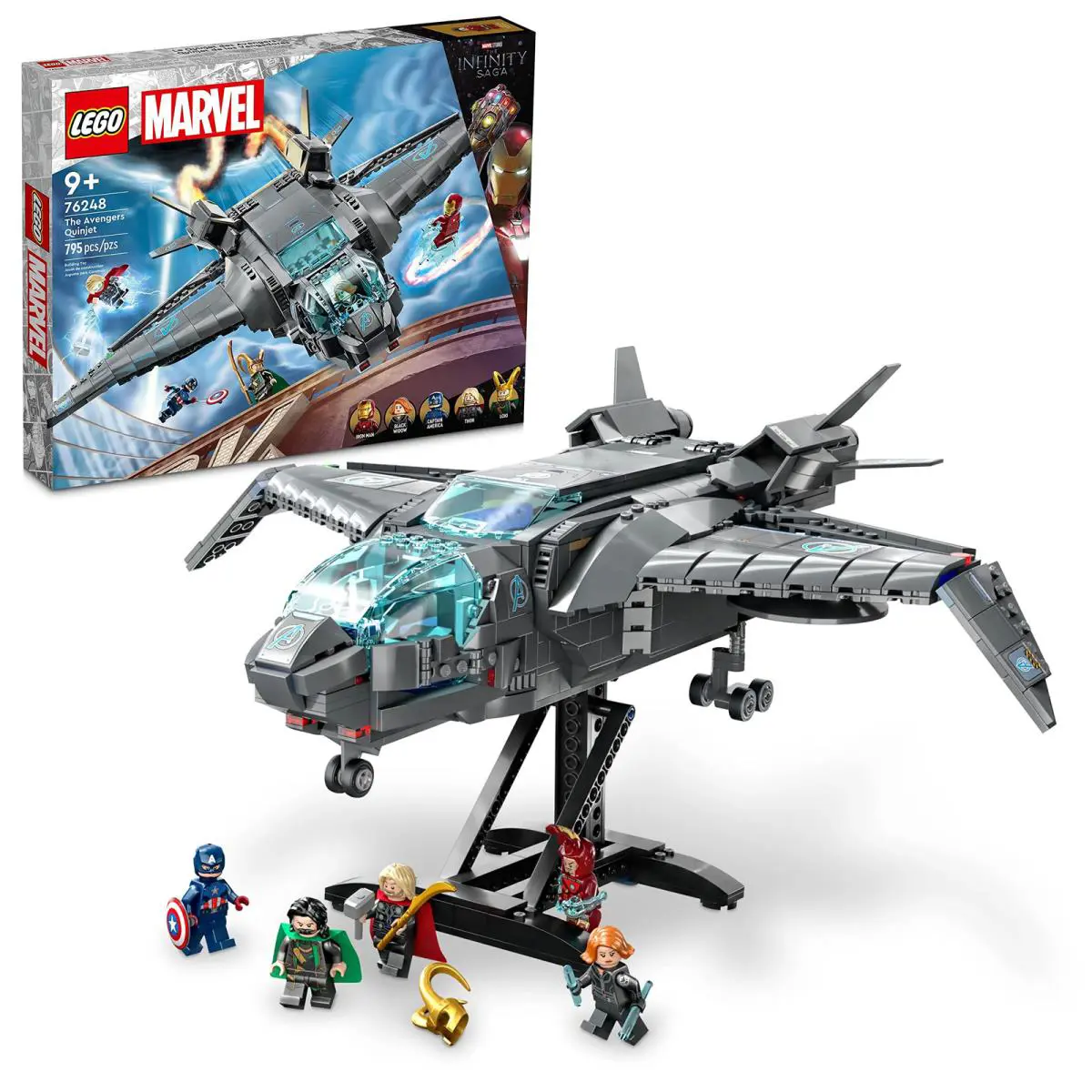 Lego Marvel The Avengers Quinjet 76248 Spaceship Building Toy Set with Thor Ir