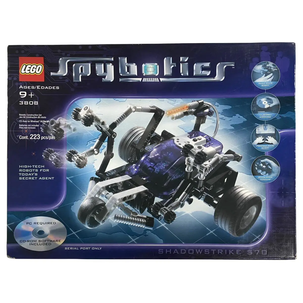 Lego 3808 Technic Spybotics Shadowstrike S70 w Box Creasing Vintage 2002 Set