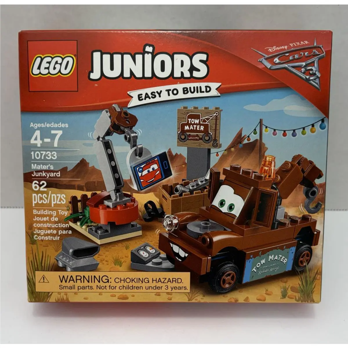 Lego Juniors Disney Cars 3 Maters Junkyard 10733 62 Pcs Tow Truck Mater