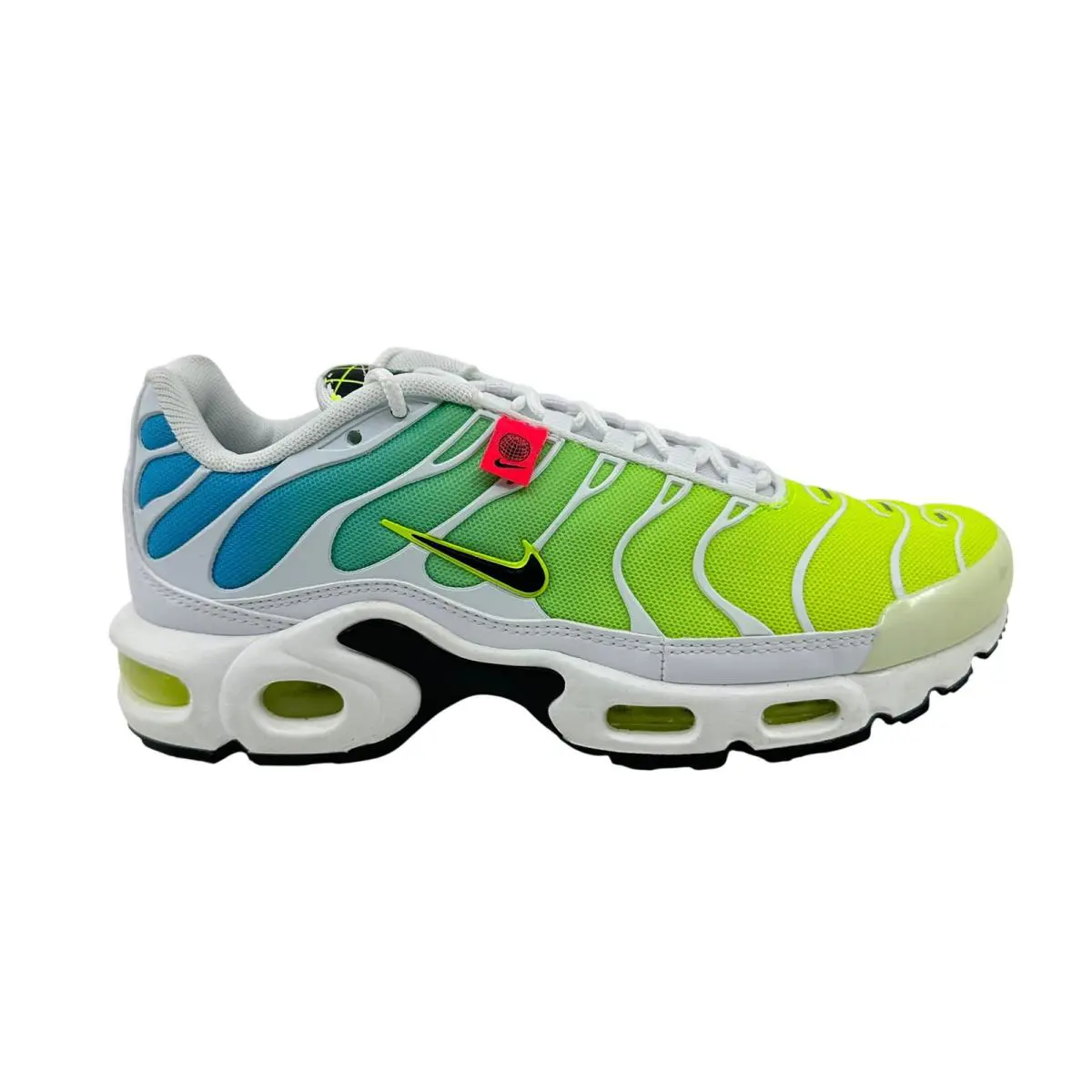 Nike Air Max Plus Worldwide White Black Blue Volt Mens Athletic Sneaker - White, Manufacturer: White Black Blue Volt