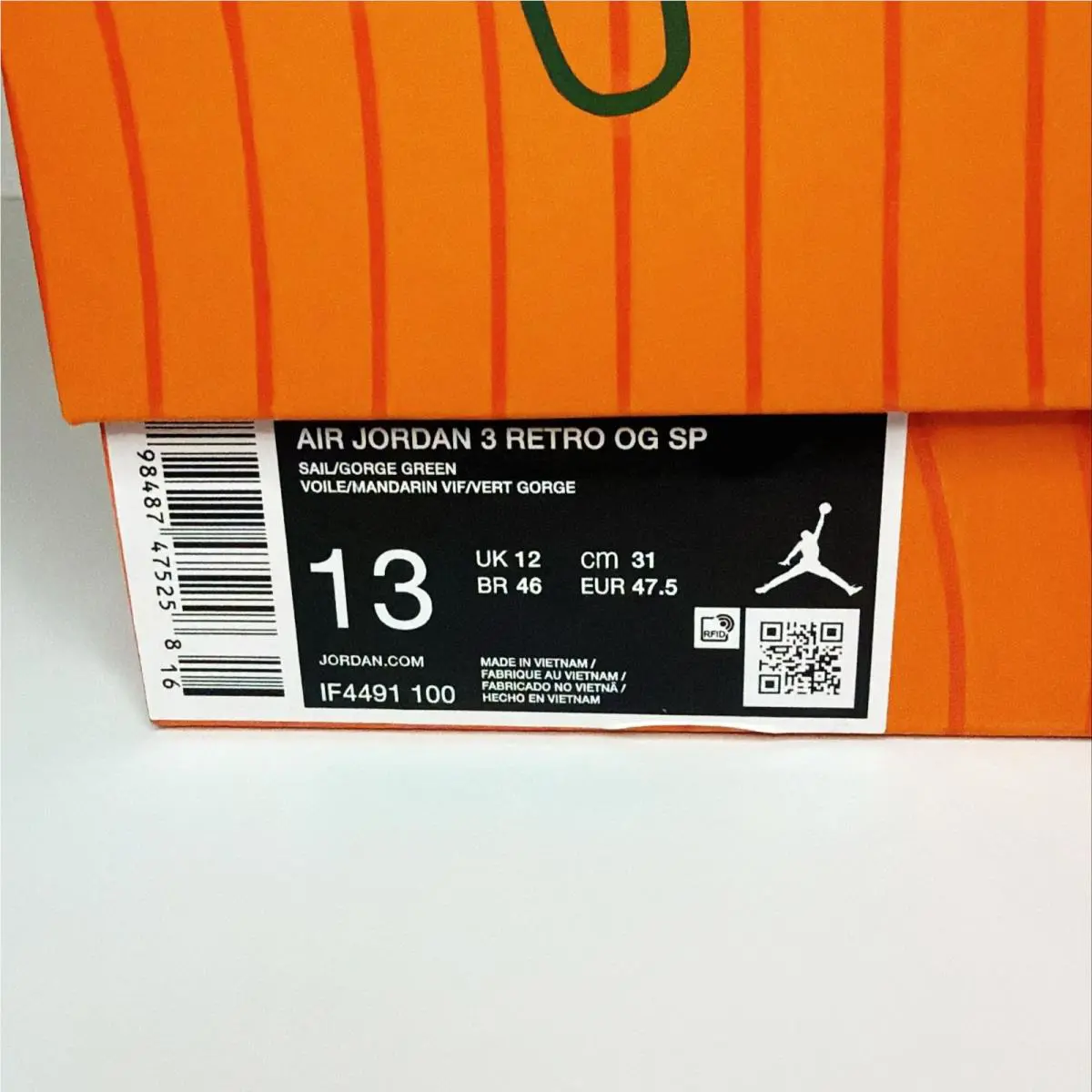 Nike shoes - Air Jordan 3 - Air - IF4491-100 - White, Manufacturer: Sail/Gorge Green/Bright Mandarin 6