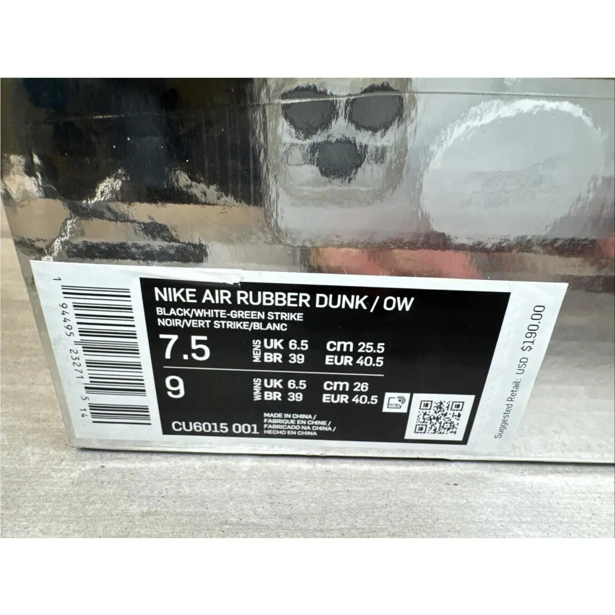 Nike shoes - x Off-White - CU6015-001 - Black, Manufacturer: Black/White/Green Strike (UPC: 0194495232715) 21