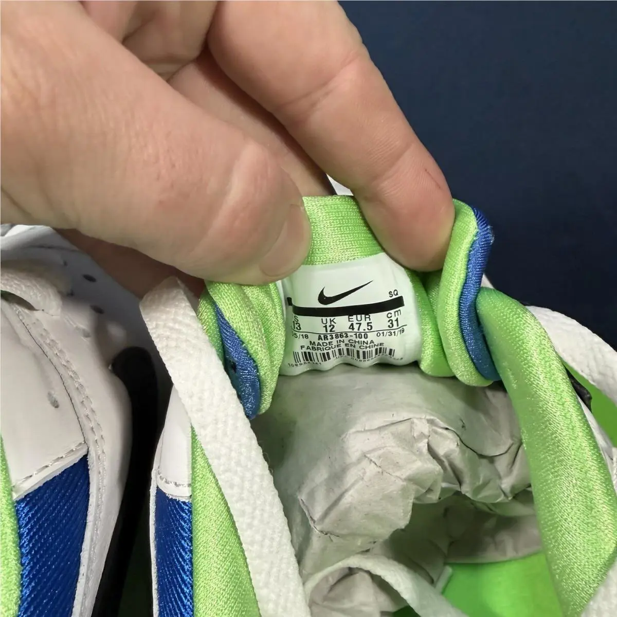 Nike shoes - Nike Air Max 1 - Air Max - AR3863-100 - White, Manufacturer: White/Black/Royal Blue 2