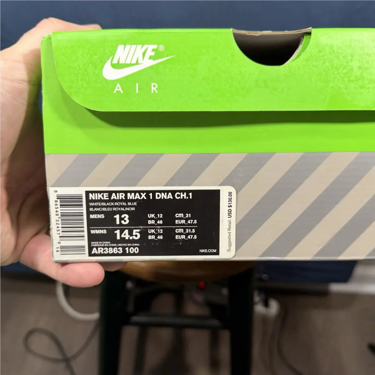 Nike shoes - Nike Air Max 1 - Air Max - AR3863-100 - White, Manufacturer: White/Black/Royal Blue 4