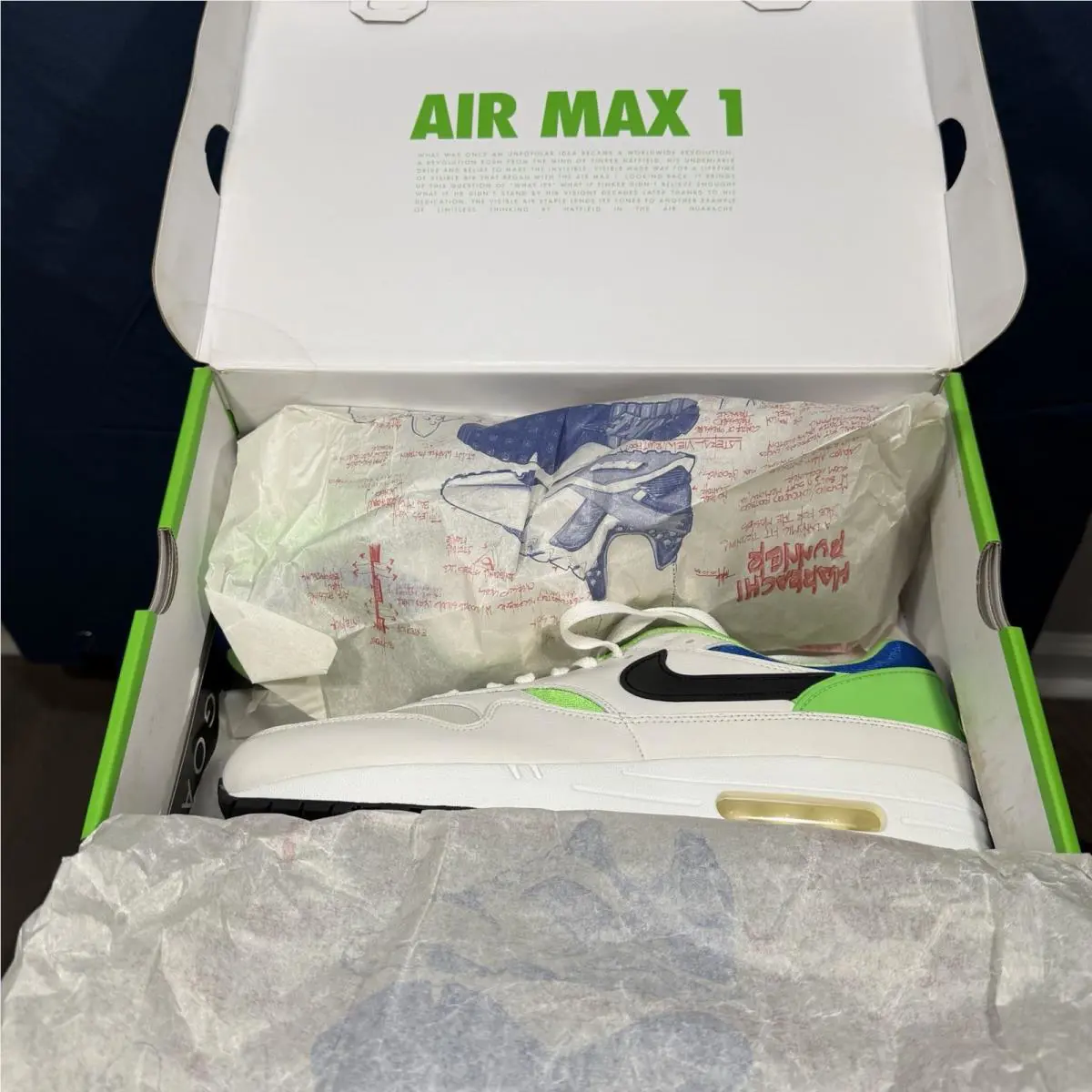 Nike shoes - Nike Air Max 1 - Air Max - AR3863-100 - White, Manufacturer: White/Black/Royal Blue 5