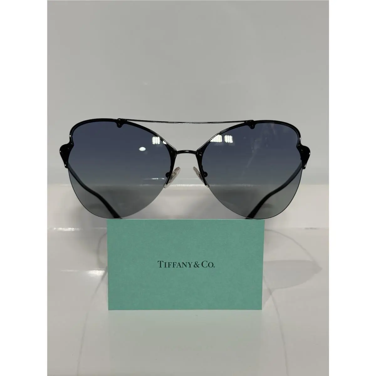 Tiffany Co. TF3063 6007/4L Black Metal Oversized Rimless Sunglasses by Tiffany & Co.