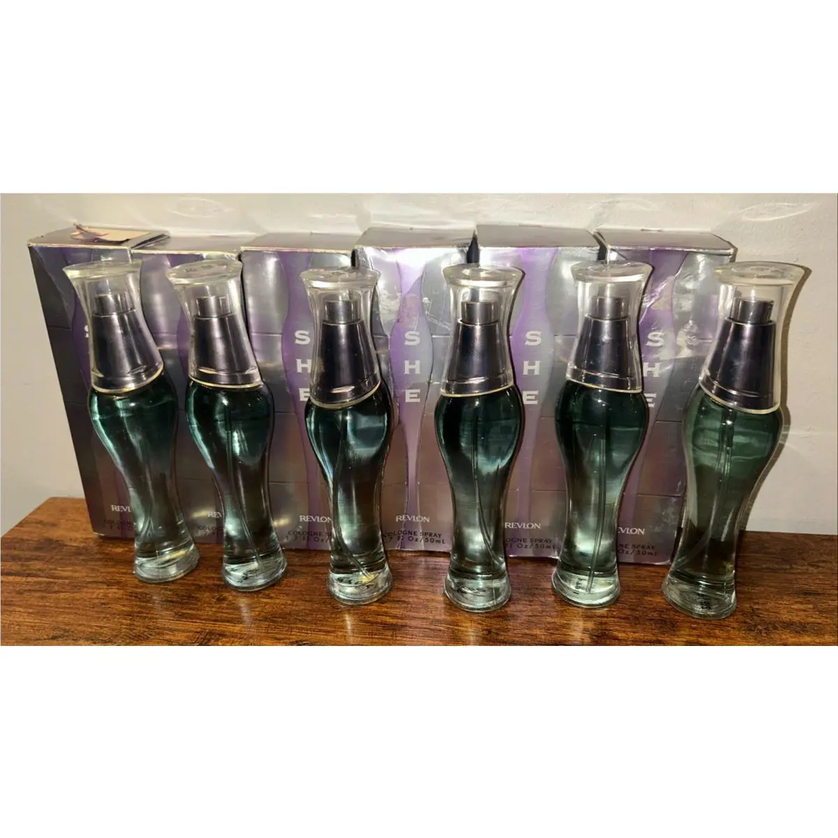 6x Vintage Revlon She Cologne Spray 1.7 fl oz / 50ml - Rare Box